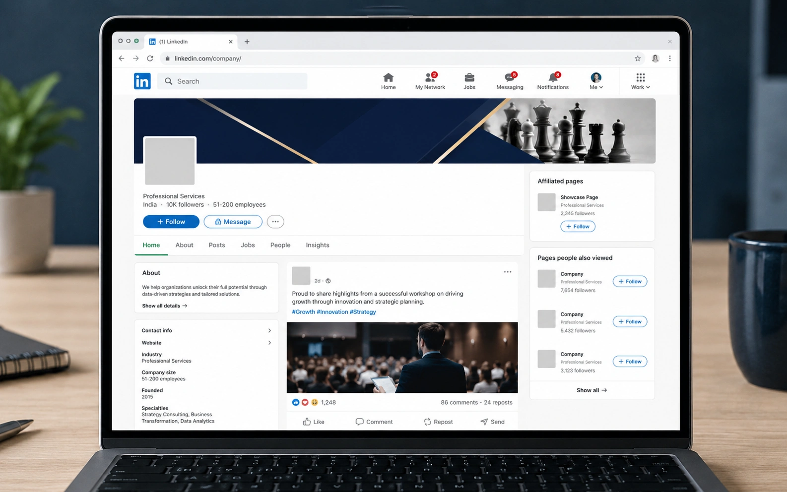 social media growth results LinkedIn company page dashboard