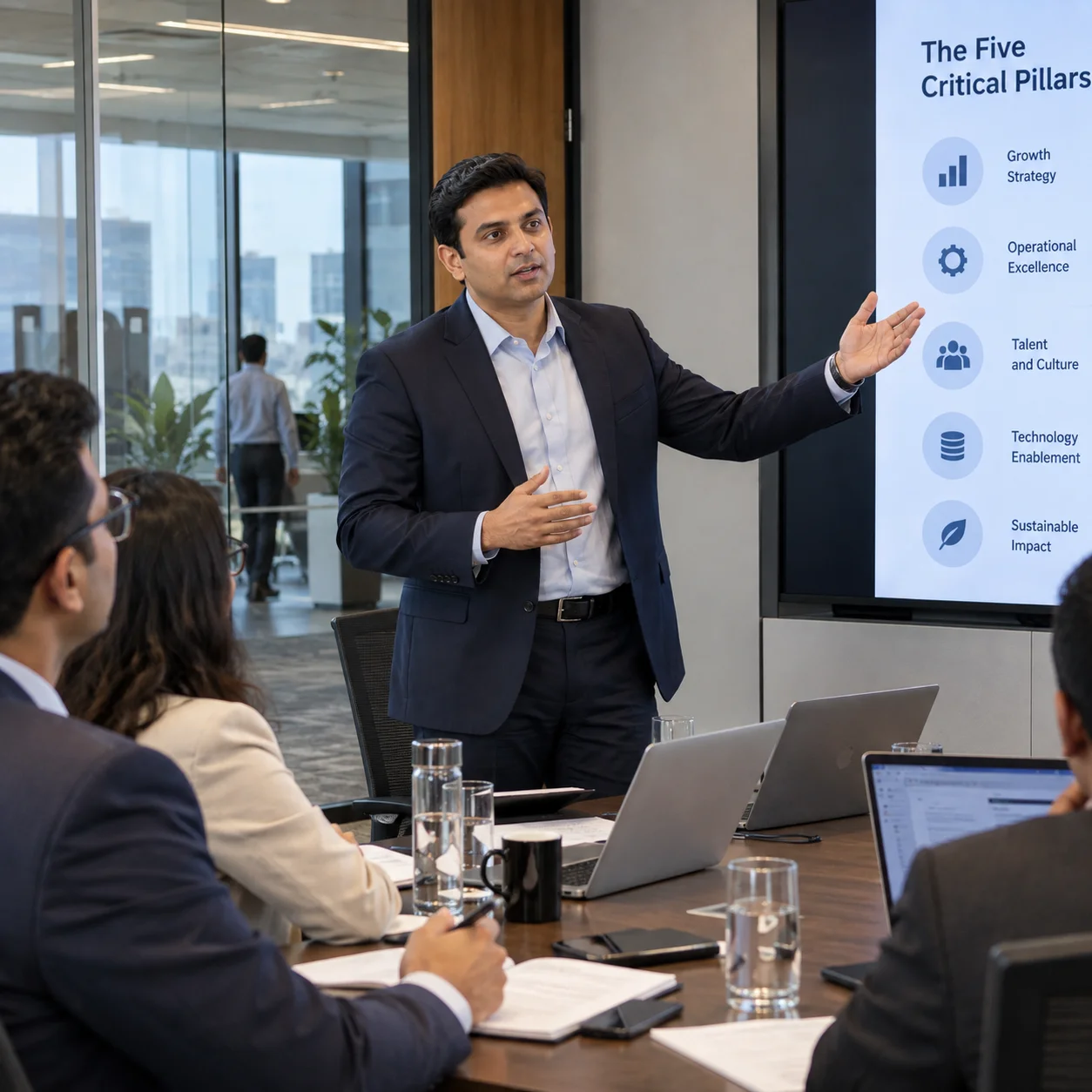 Management consulting advisors guiding business leaders